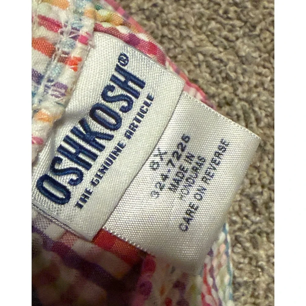 OshKosh 6x Girls 2Pc Outfit Plaid‎ Tank Top Shorts Cherry Seersucker